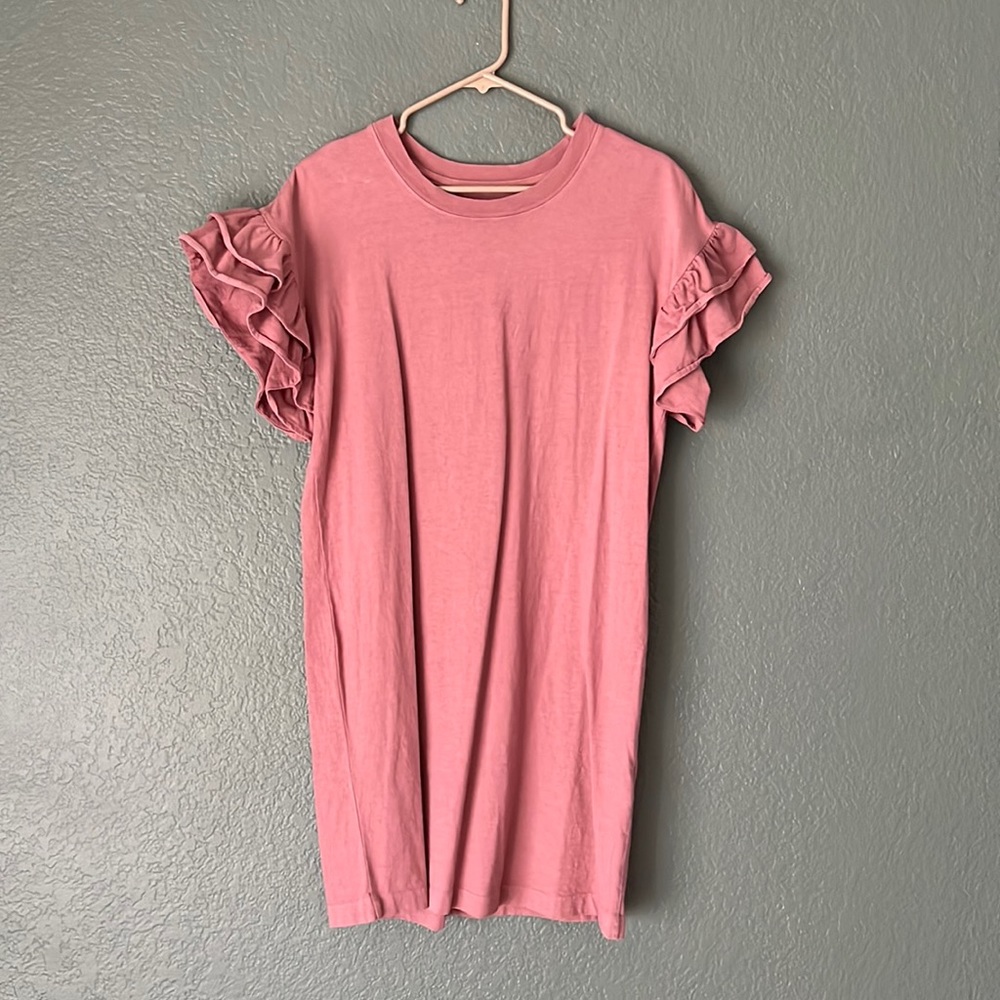 Current Elliot blush pink T-shirt dress with flutter sleeves
